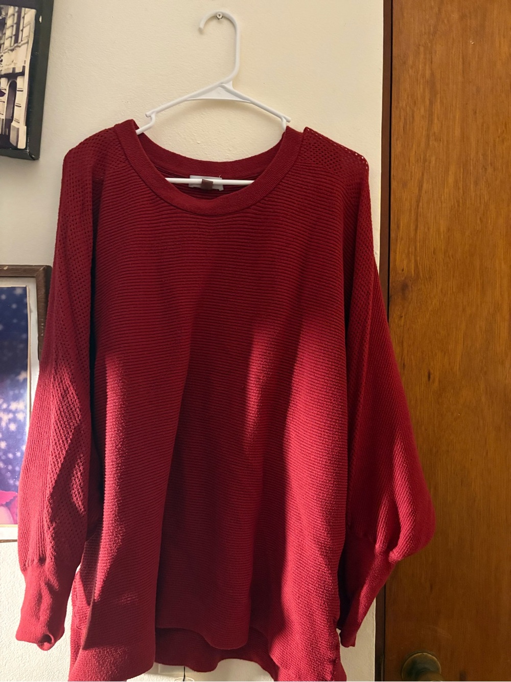 Cupio Red Textured Scoop Neck Sweater